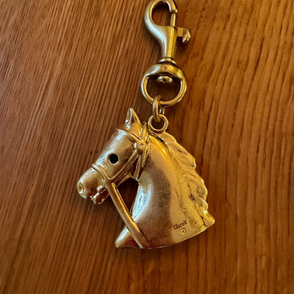 Clare V Gold le cheval Horse Key fob NWT